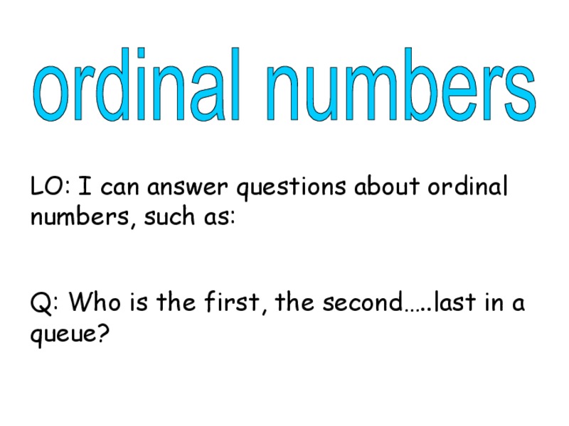 Ordinal Numbers PPT