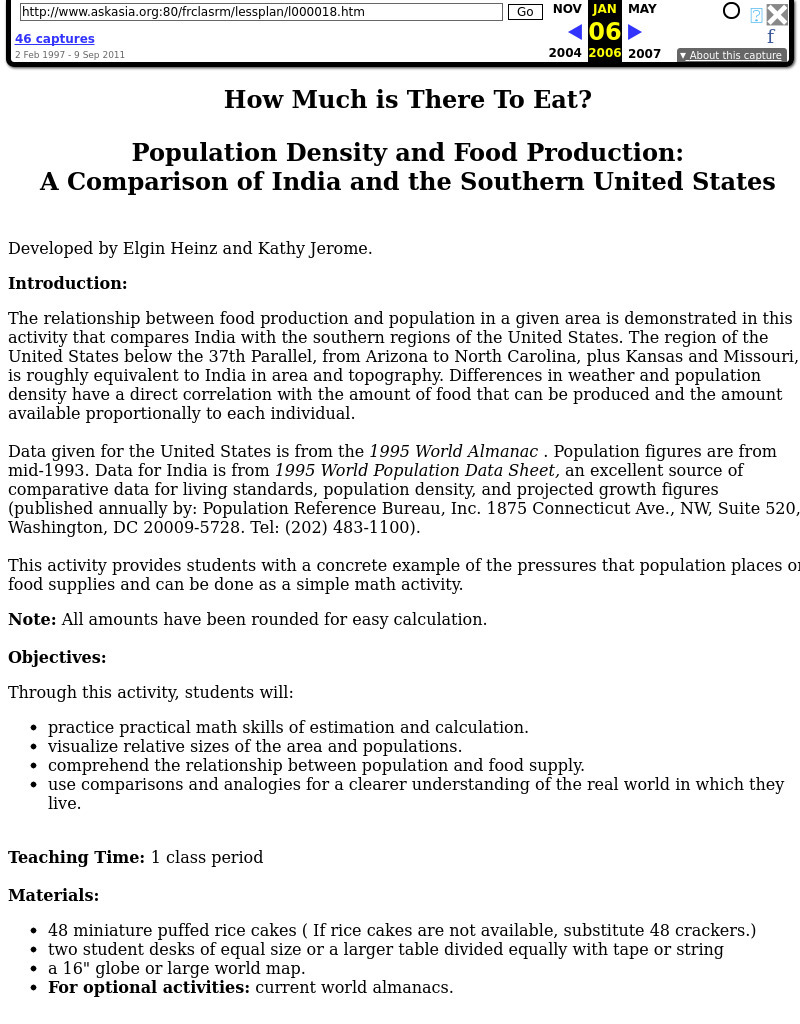 How Much Is There To Eat? Lesson Plan