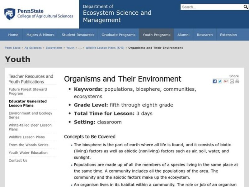 Organisms and Their Environment Lesson Plan