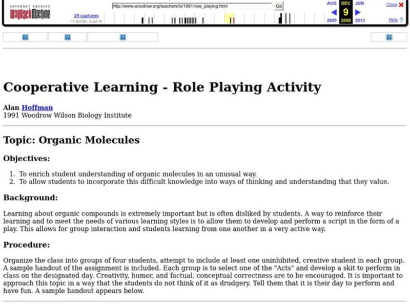 Organic Molecules Lesson Plan