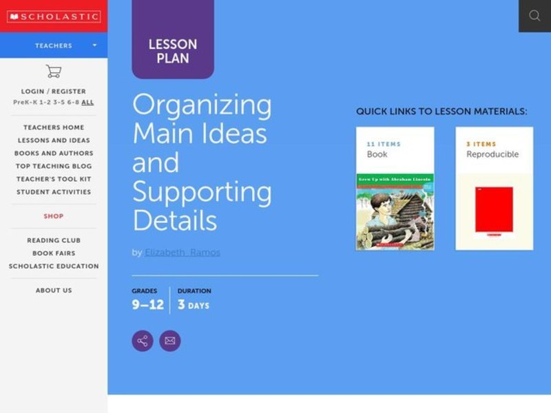 Organizing Main Ideas and Supporting Details Lesson Plan