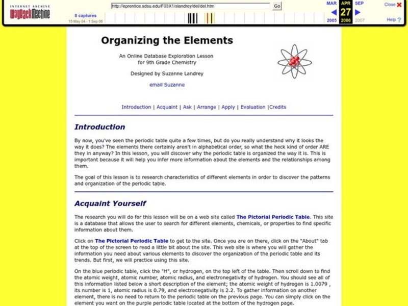 Organizing the Elements Lesson Plan