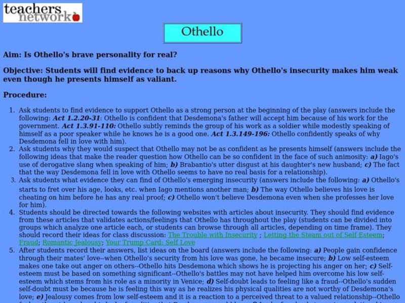 Othello Lesson Plan