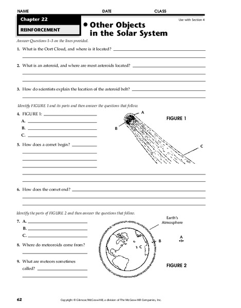 Other Objects in the Solar System Worksheet