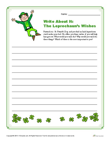 Write About It: The Leprechaun’s Wishes Writing