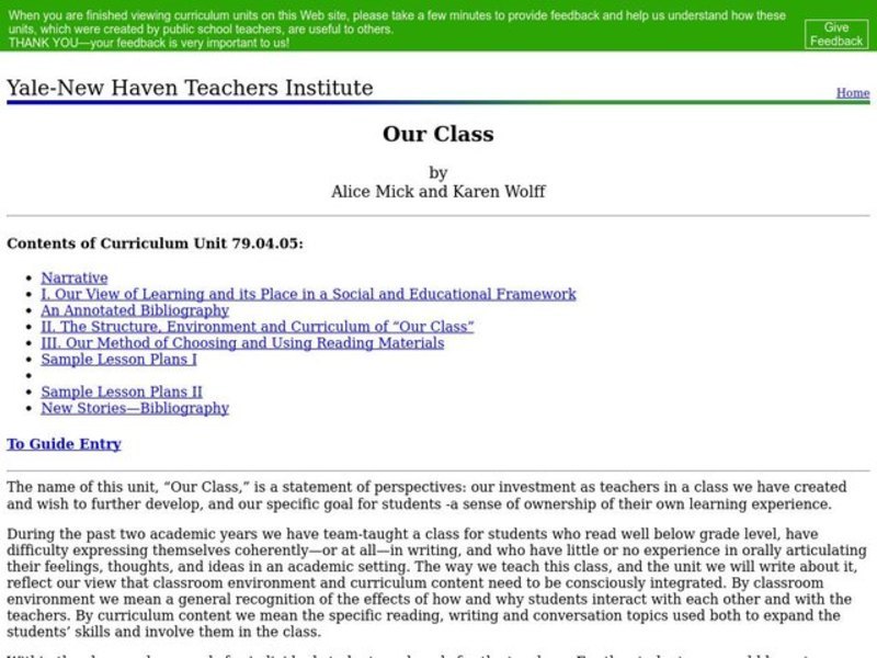 Our Class Lesson Plan