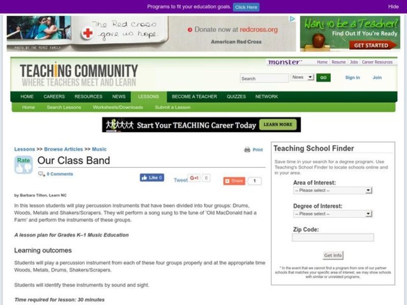 Our Class Band Lesson Plan
