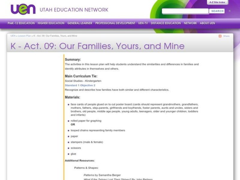 Our Families, Yours, and Mine Lesson Plan