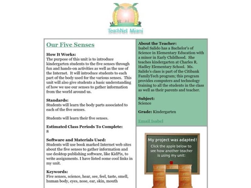 Our Five Senses Lesson Plan