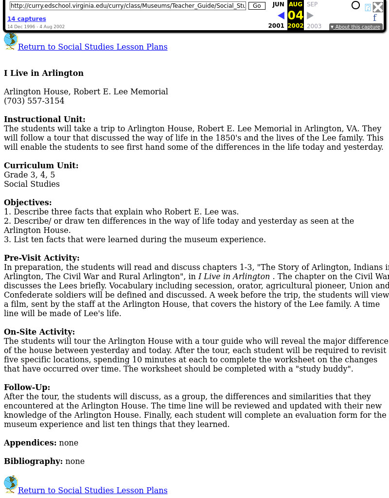 I Live in Arlington Lesson Plan