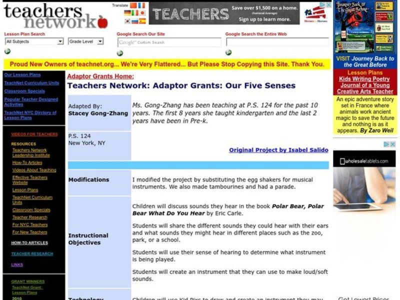 Our Five Senses Lesson Plan