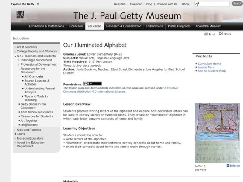 Our Illuminated Alphabet Lesson Plan