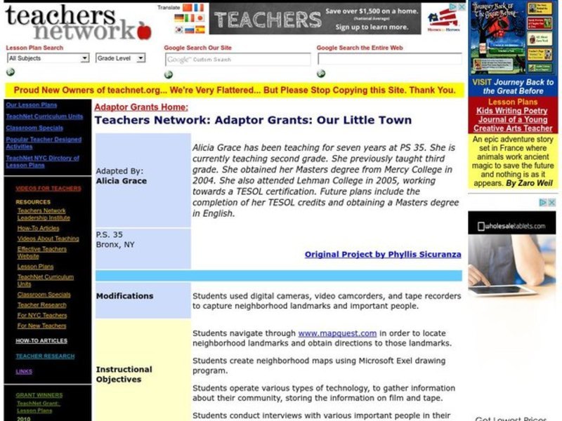 Our Little Town Lesson Plan