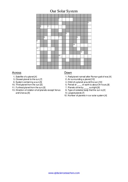 Our Solar System Worksheet