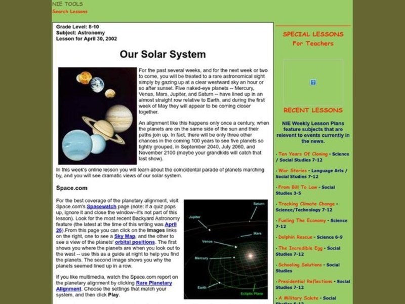 Our Solar System Lesson Plan