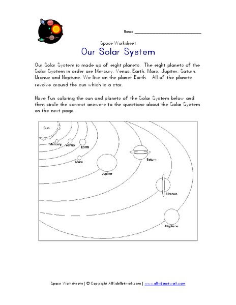 Our Solar System Worksheet