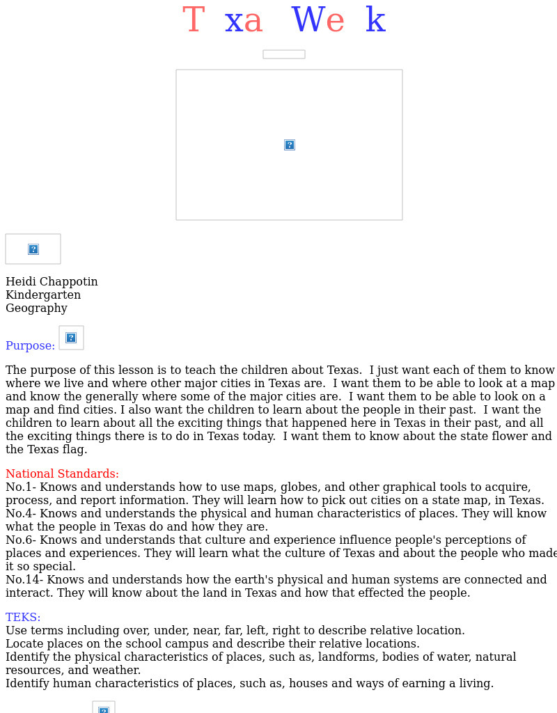 Texas Week Lesson Plan