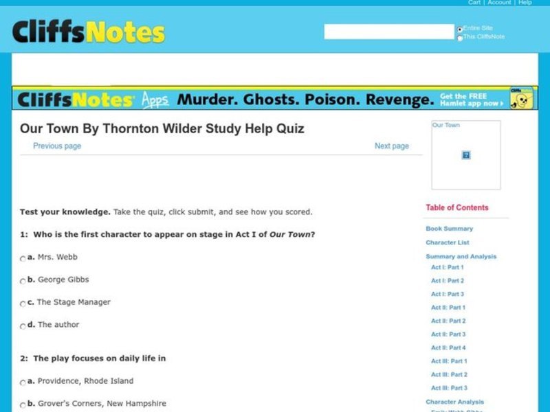 Our Town by Thornton Wilder Interactive