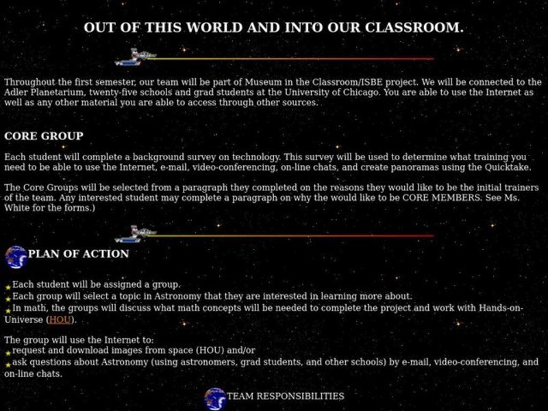 Out of This World and Into Our Classroom Lesson Plan