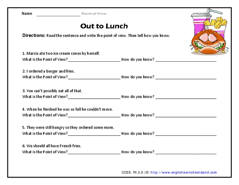 Out to Lunch Worksheet