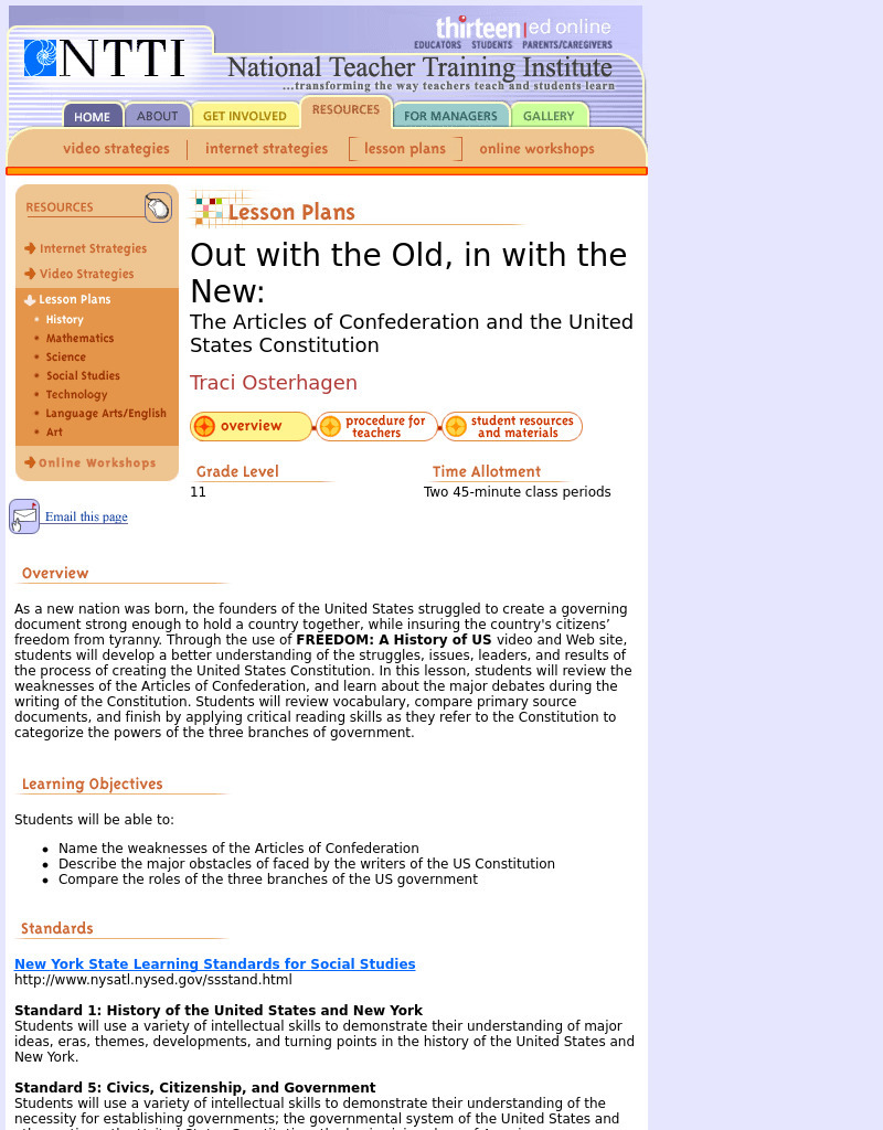 Out with the Old, in with the New Lesson Plan