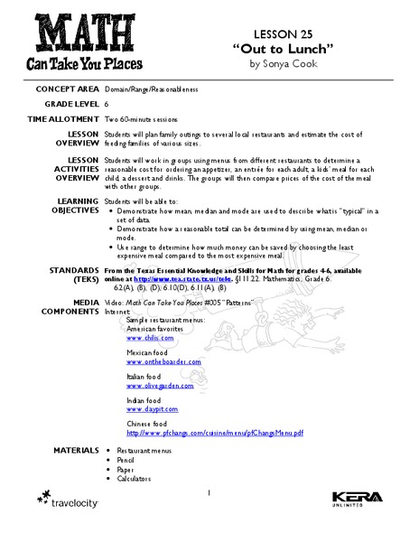 Out to Lunch Lesson Plan