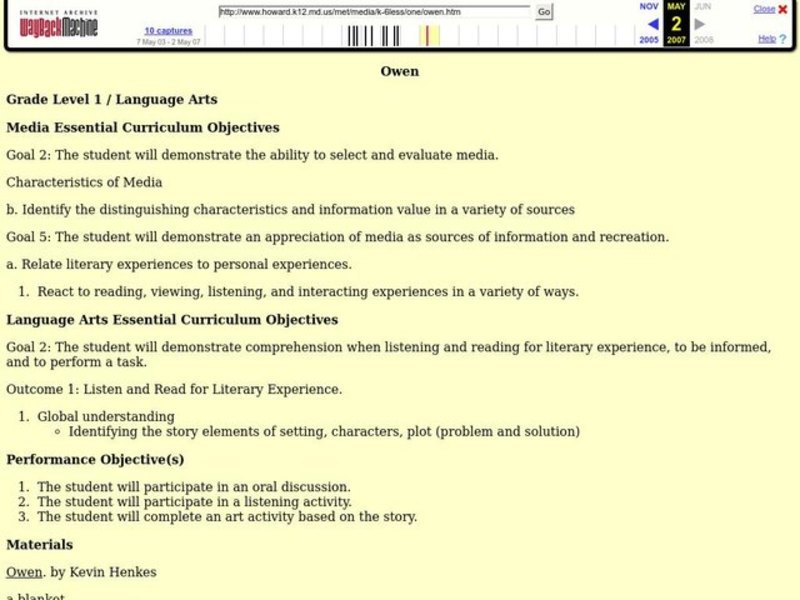 Owen Lesson Plan