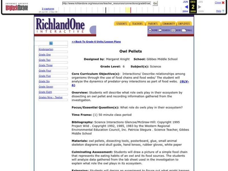 Owl Pellets Lesson Plan