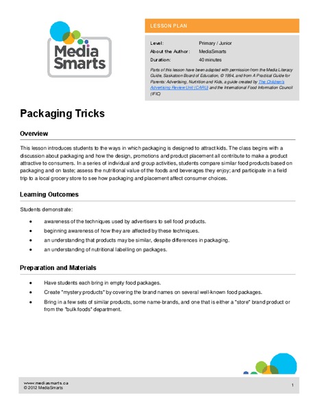 Packaging Tricks Lesson Plan