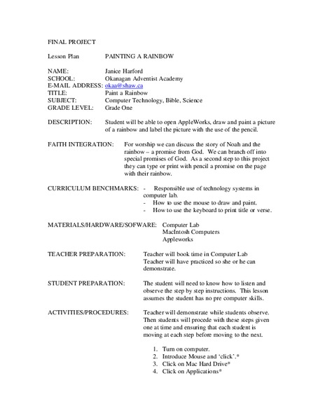 Painting a Rainbow Lesson Plan