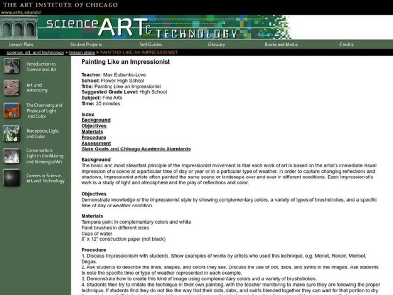 Painting Like an Impressionist Lesson Plan