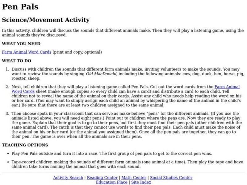 Pen Pals Lesson Plan