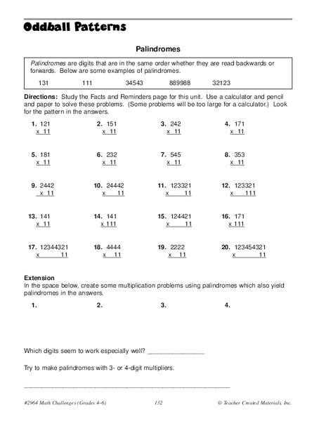 Palindromes Worksheet