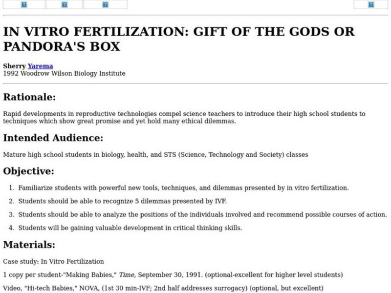 Pandora's Box Lesson Plan