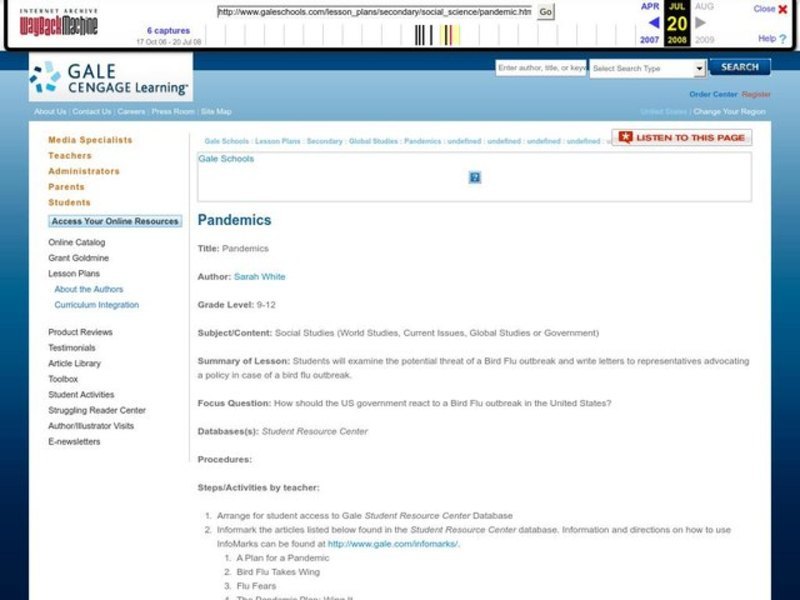 Pandemics Lesson Plan