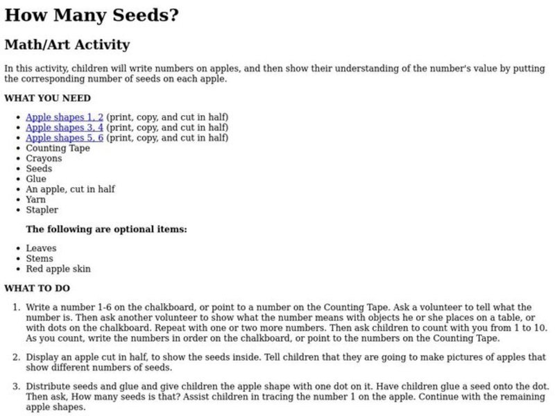 How Many Seeds? Lesson Plan