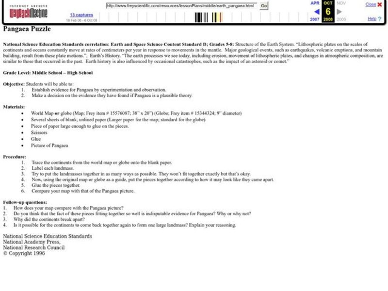 Pangaea Puzzle Lesson Plan