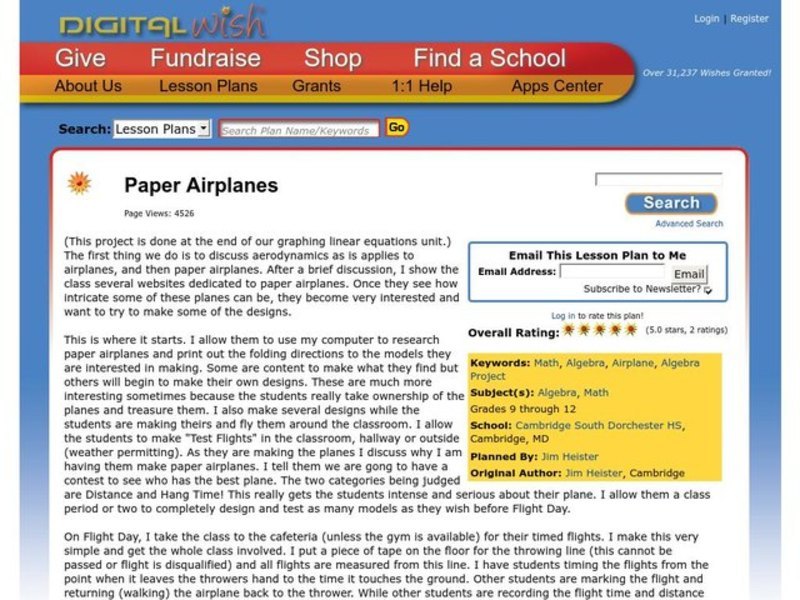 Paper Airplanes Lesson Plan