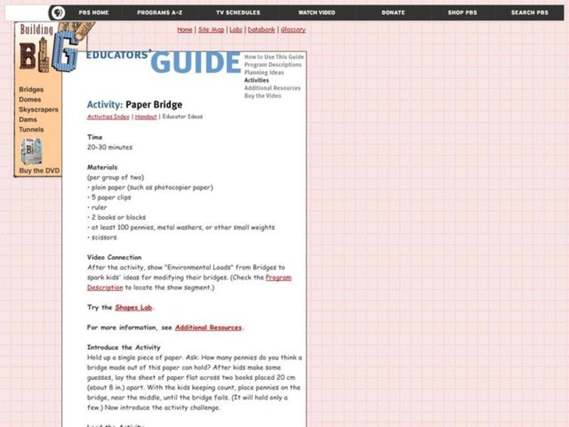 Paper Bridge Lesson Plan