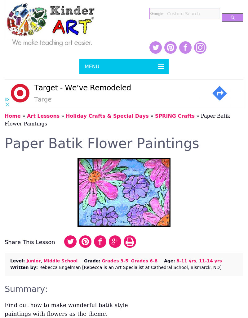 Paper Batik Flowers Lesson Plan