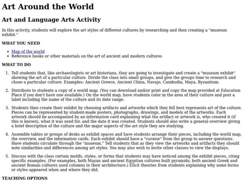 Art Around the World Lesson Plan
