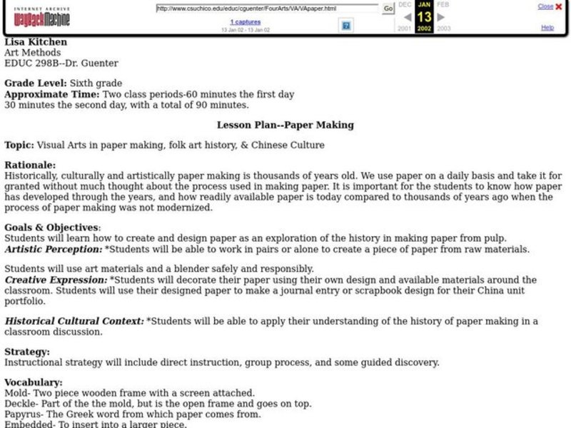 Paper Making Lesson Plan