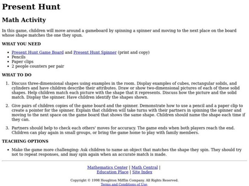 Present Hunt Lesson Plan