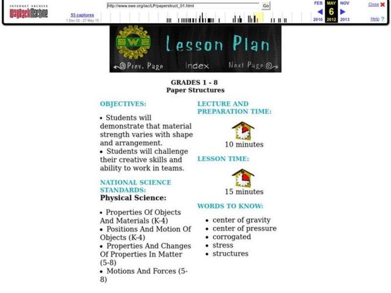 Paper Structures Lesson Plan
