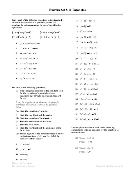 Parabolas Lesson Plan