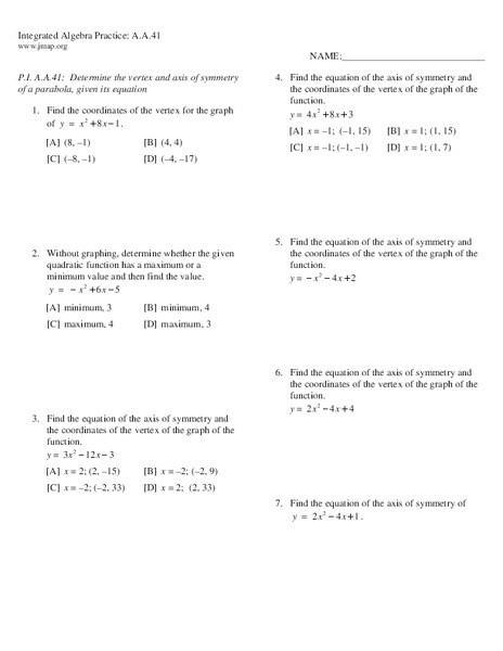 Parabolas Lesson Plan