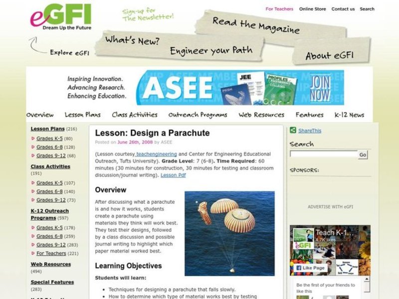 Parachutes Lesson Plan