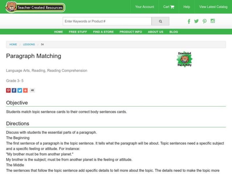 Paragraph Matching Lesson Plan