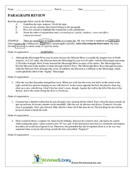 Paragraph Review Worksheet