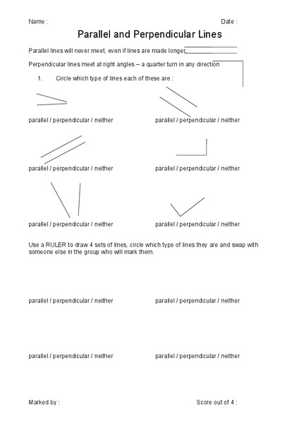 Parallel and Perpendicular Lines Lesson Plan